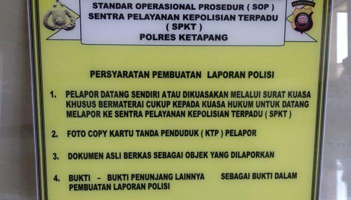 Standar Operasional Prosedural SPKT Polres Ketapang